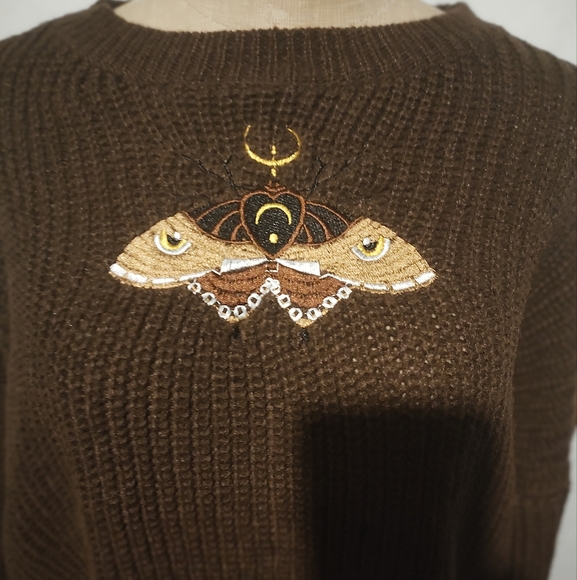 NWOT Shein brown knitted moth sweater - Picture 2 of 3